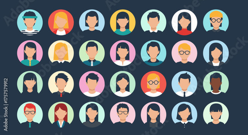 Diverse Group of People Avatars Representing Community and Connection.