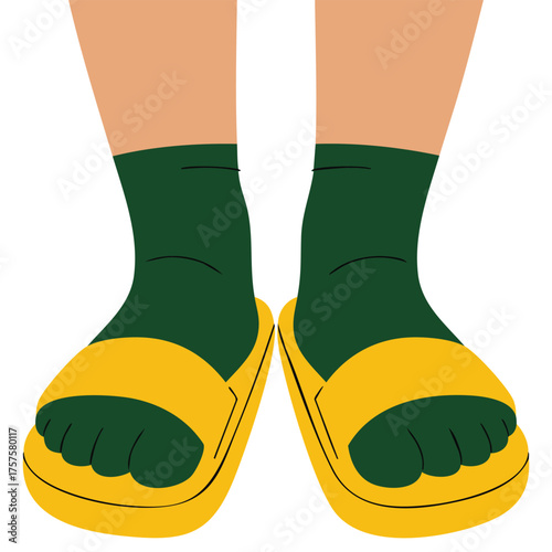 Footwear socks with sandals combo isolated vector illustration on white background