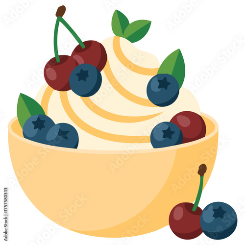 Blueberry fruit bowl gourmet icon isolated vector illustration on white background