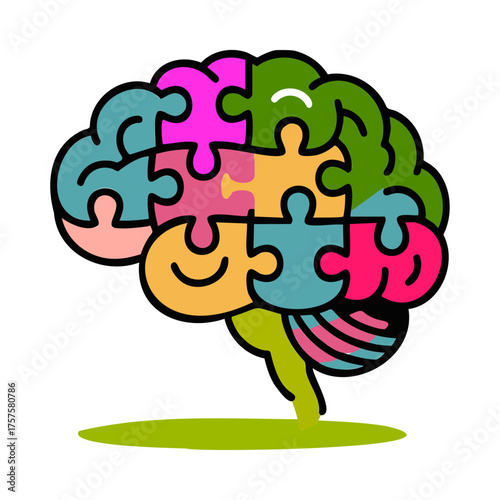 Colorful brain puzzle vector symbolizing creativity and learning