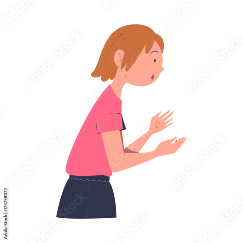 Woman Character Can t Agree Arguing and Show Disagreement Vector Illustration