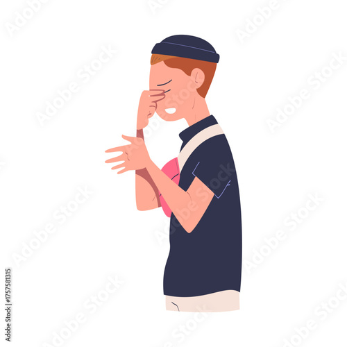 Man Character Can t Agree Arguing and Show Disagreement Vector Illustration