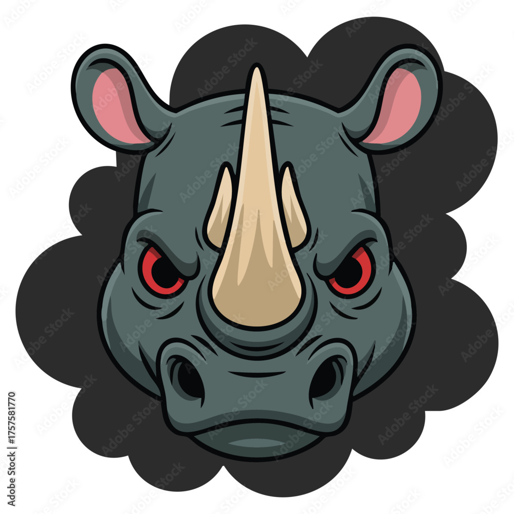 Fototapeta premium Rhino head mascot on white background isolated vector illustration on white background
