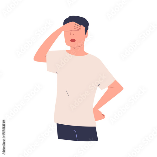 Man Character Can t Agree Arguing and Show Disagreement Vector Illustration