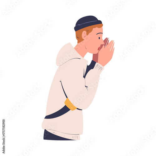 Man Character Can t Agree Arguing and Show Disagreement Vector Illustration