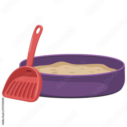 Kitty litter container doodle vector illustration isolated white background