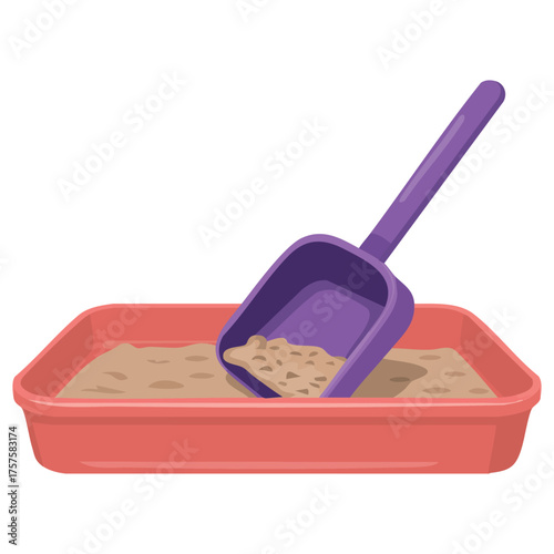 Cat litter box doodle vector illustration isolated white background