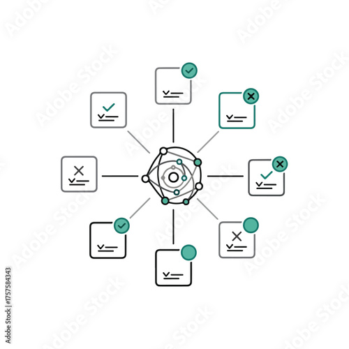 Business Process Diagram with Checkmarks and Crosses