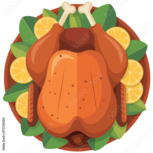 hot roasted chicken food icon concept isolated vector illustration on white background