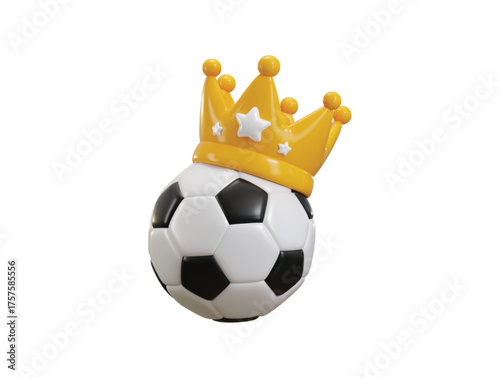Football with crown icon 3d render concept of Champion soccer sports icon vector illustration