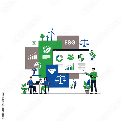 ESG Presentation Environmental, Social, Governance Concept Illustration