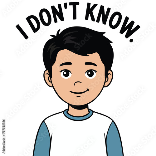 unsure boy sticker character face design isolated vector illustration on white background