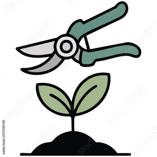 gardening secateurs plant cutting tool isolated vector illustration on white background