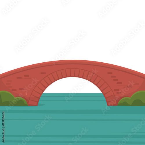 Bridge construction over river carriageway isolated vector illustration