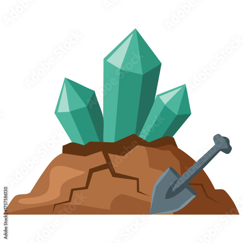 Diamonds rubies mining gemstones extraction vector illustration