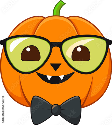 Pumpkin wearing sunglasses or a bow tie