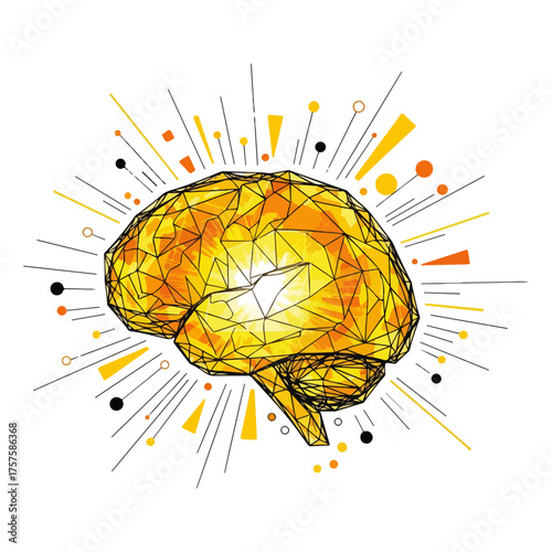Geometric Brain with Bursting Lines Innovation Concept