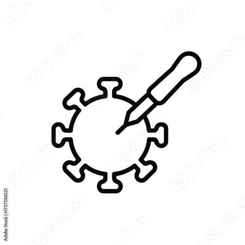Scientific illustration of a virus particle with a dropper