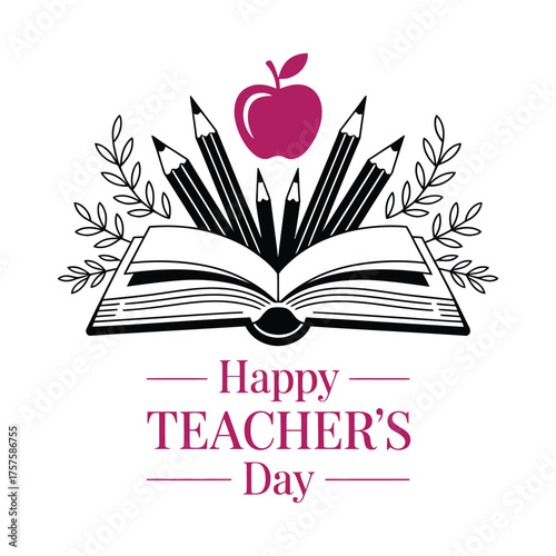 Happy Teacher's Day Typography Design . 
