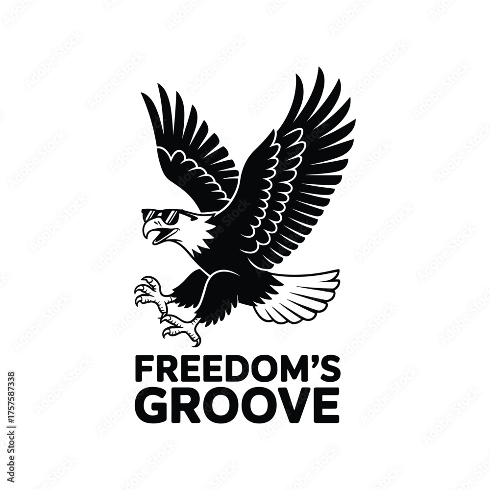 Obraz premium Majestic bald eagle symbolizing freedom and power with text freedom's groove