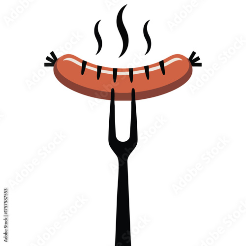Barbecue sausage on skewer grill tool vector artwork