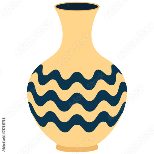 Traditional pottery vases vector drawing isolated on white background