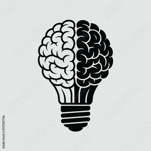 Brain shaped light bulb symbolizing idea and innovation