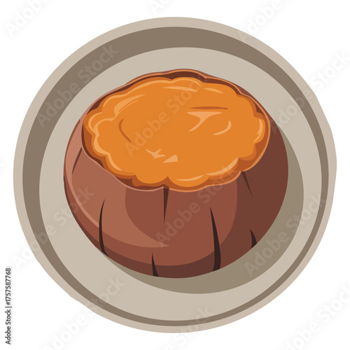 Potato brulee dessert vector graphic isolated on white background