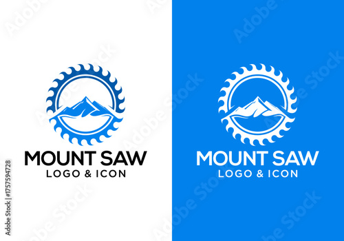 Papier peint vector icon logo of saw with mountain