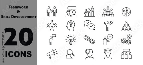 20 business teamwork and success icons scalable vector graphics eps format vector