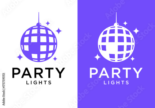 glowing disco ball logo icon vector