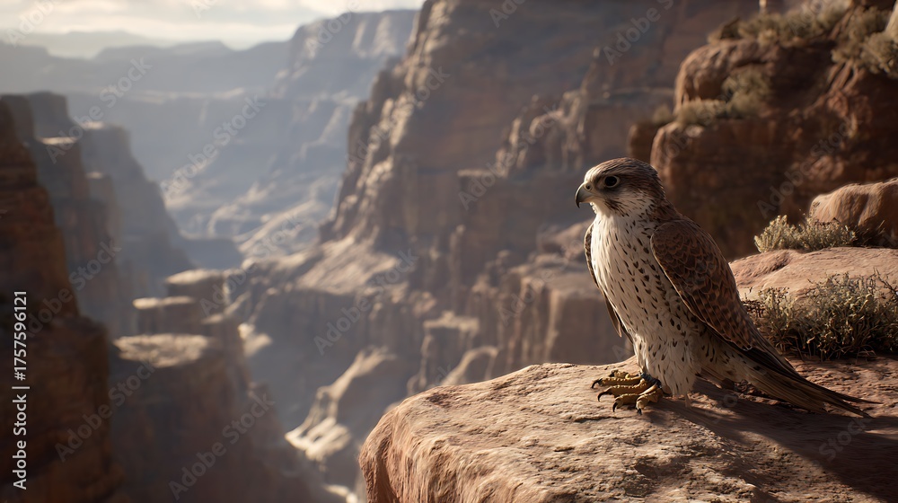 Fototapeta premium Powerful bird resting on mountain edge pictures