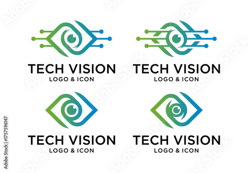 advanced technology eye logo icon design vector