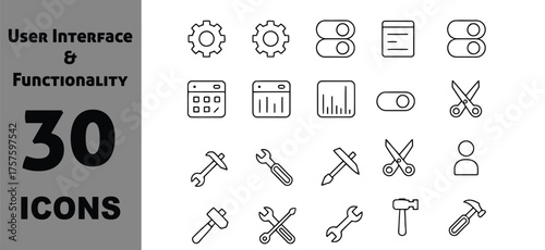 30 hand drawn icons set tools settings finance and business elements vector eps vector
