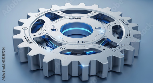 Gear wheel with intricate details and a futuristic design concept