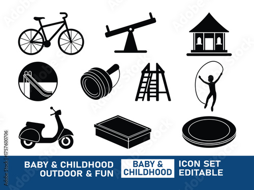 Baby & Childhood Outdoor & Fun icon Set