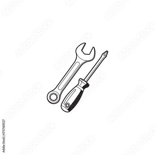 A simple illustration of a wrench and a screwdriver