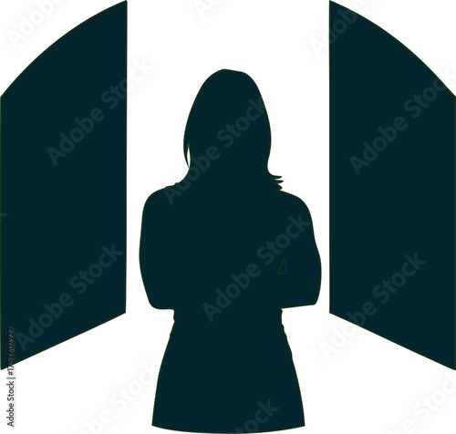 Minimalist artistic woman silhouette, perfect for emotional storytelling, introspective art, and logo design.