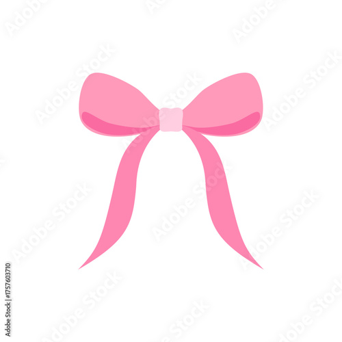 Simple hand drawn pink ribbon bow
