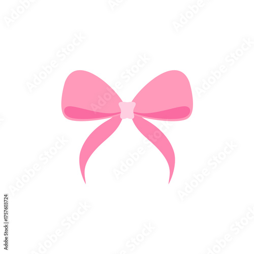 Simple hand drawn pink ribbon bow