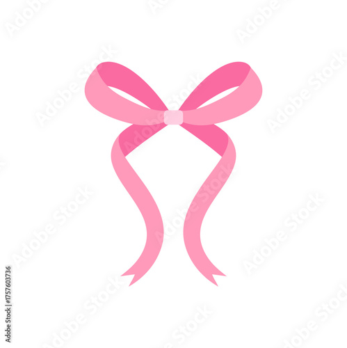 Simple hand drawn pink ribbon bow