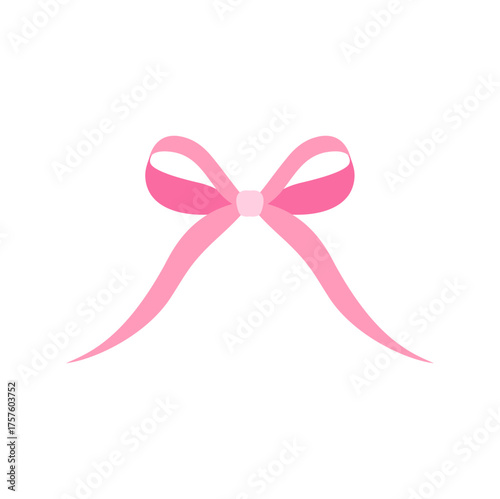 Simple hand drawn pink ribbon bow