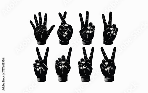 Hand vector silhouette, detailed hand gestures, positions, signs. Ideal arm, hands for illustrations, logos, icons. High quality graphics showcasing human interaction, expression