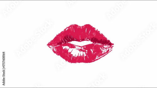 Animated lip print morphing loop on white background
