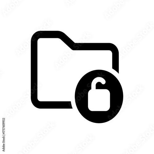 Illustration of a secure folder with an unlocked padlock symbol indicating data protection and access control
