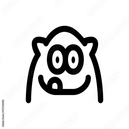 Illustration of a cartoonish monster with large eyes and a tongue sticking out in a playful manner outline