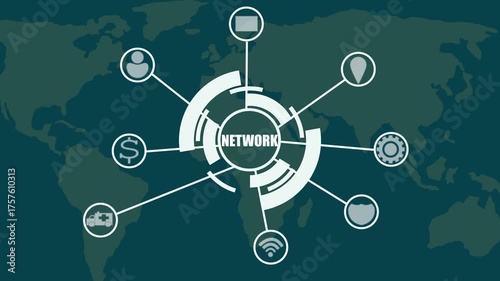 Global Network Connection Concept with World Map Background technology