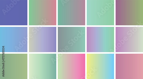 Colorful gradient swatches showcasing a variety of pastel hues and tones