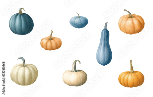 set of pumpkins
