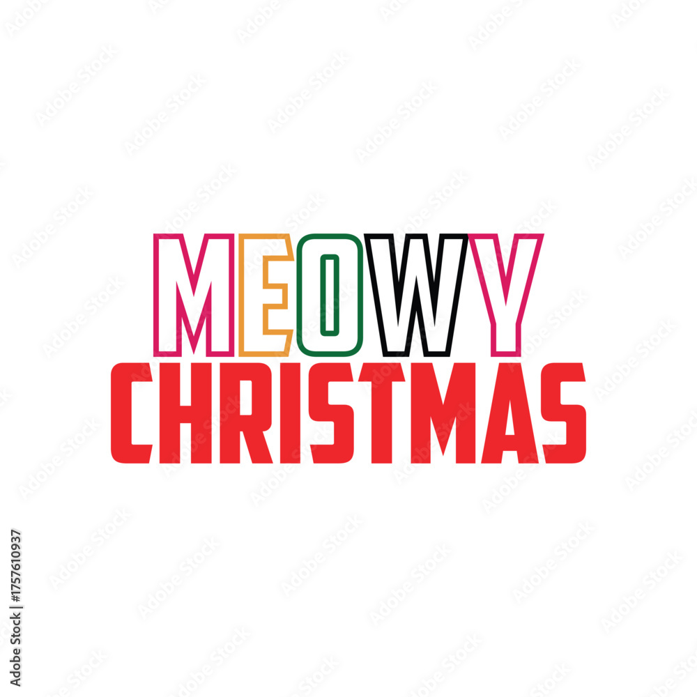 Fototapeta premium Meowy Christmas, t-shirt design
